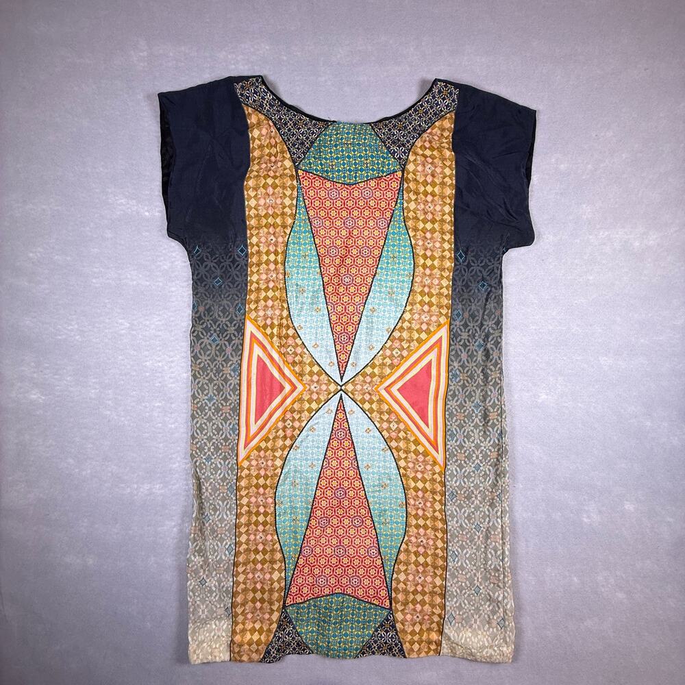 Anthropologie Tanvi Kedia beaded patchwork motif shift dress - rayon size M